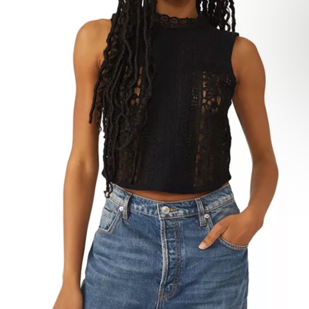 Free People Black Lace Blouse